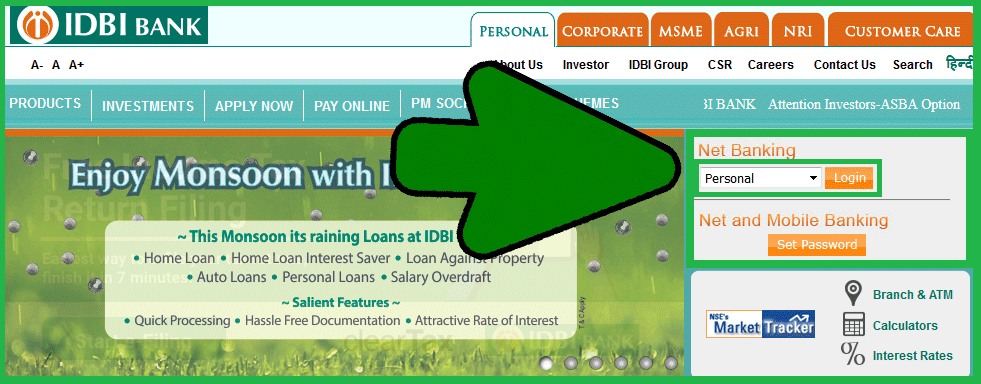 how to login internet Banking IDBI